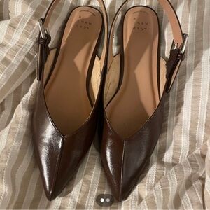 A New Day Dark Brown Pointed Slingback Flats
